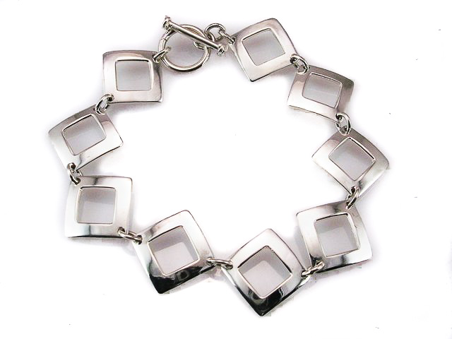 Pulsera rombos de Plata de ley